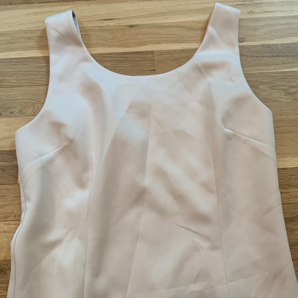 NWT Carmen Marc Valvo Nina Sleeveless Peplum Dress Beige Crystal Women’s 10 - Picture 2 of 15